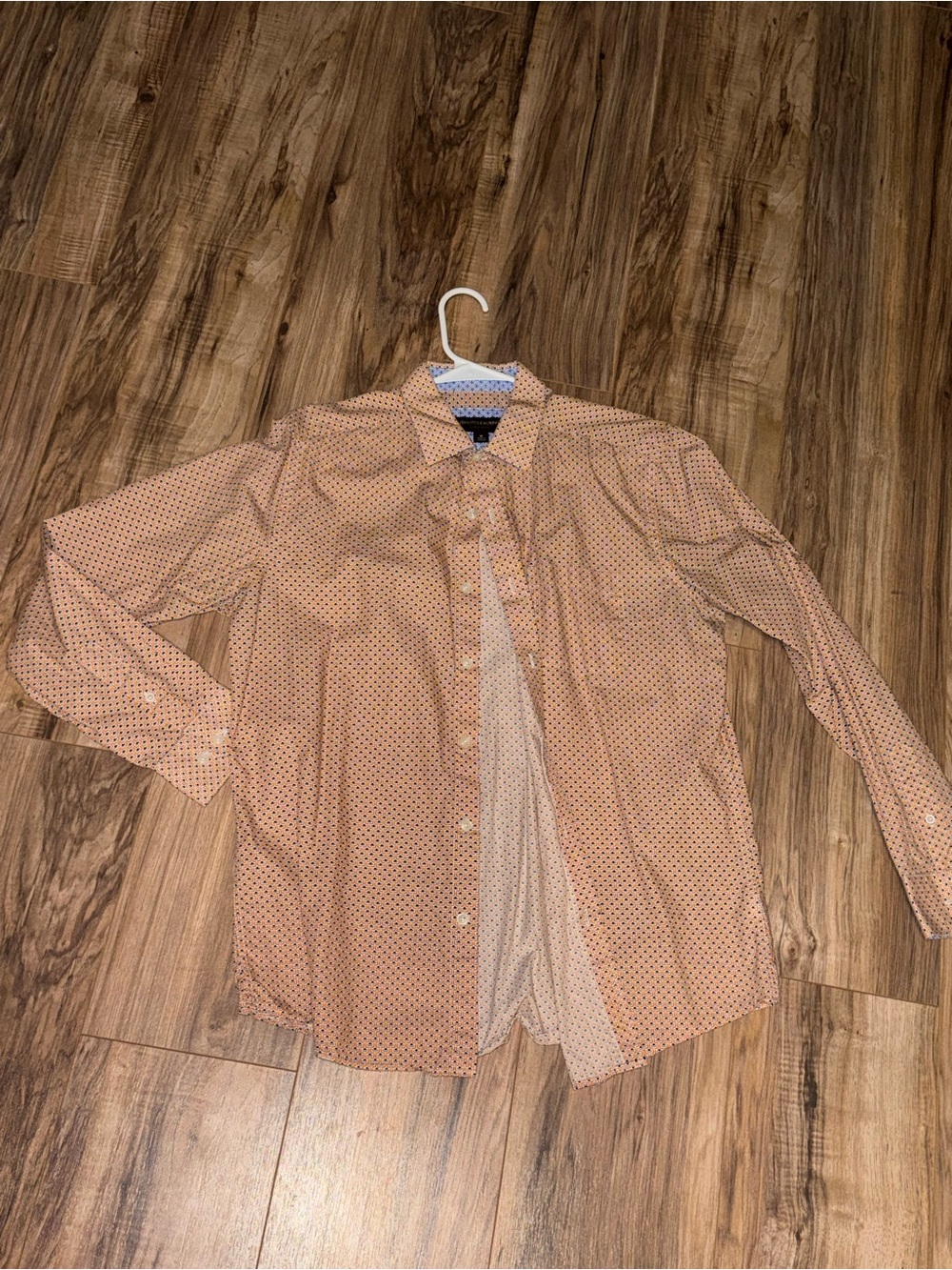 Johnston & Murphy Peach Button-Down Shirt with Micro Dot Print